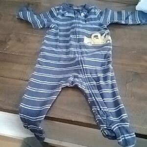 Carter's Blue Striped Footie with Truck